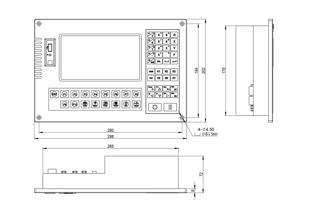 CC-S4C/D/E切割機數控系統裝配尺寸圖